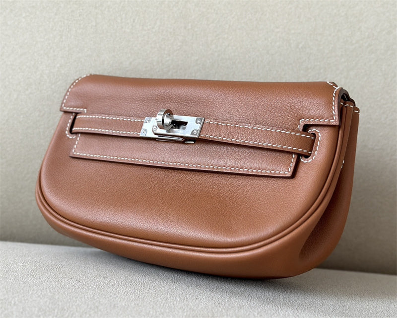 Side view of effortless structured handbag