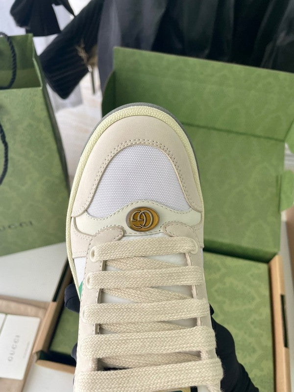 Gucci two-tone luxury sneakers view 7 signature lace-up style