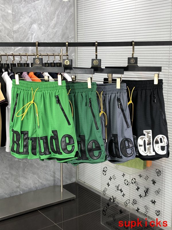 Side profile of Rhude luxury clothing with monogram-inspired silhouette