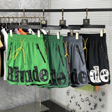 Side profile of Rhude luxury clothing with monogram-inspired silhouette