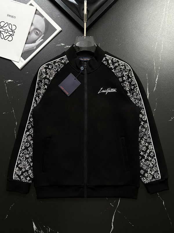 Back view of Louis Vuitton luxury clothing with label-forward styling