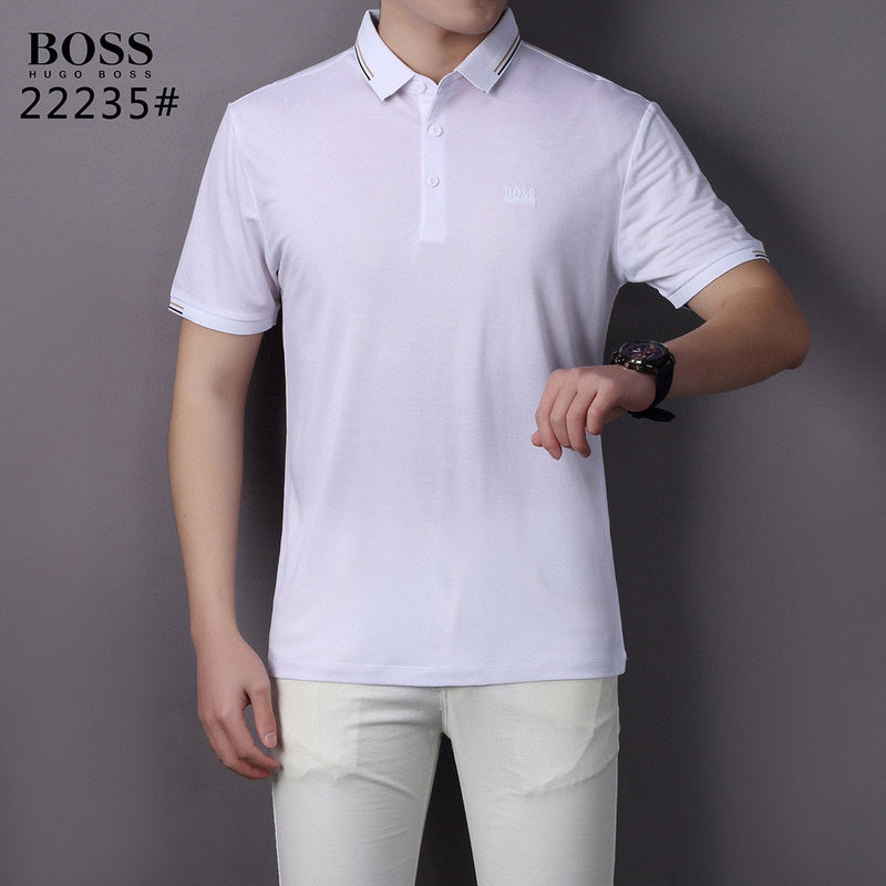 Front view of Polo cotton polo shirt with logo-detail design