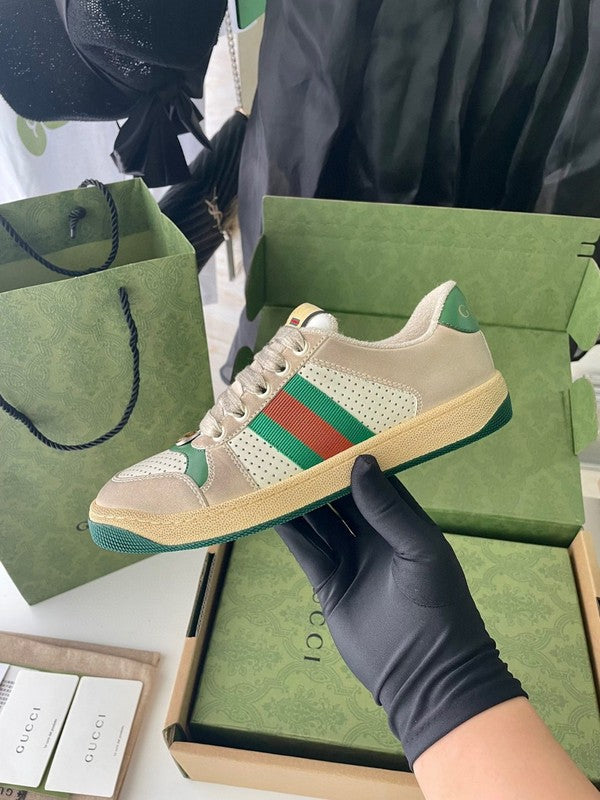 Gucci neutral cream luxury sneakers view 10 signature lace-up style