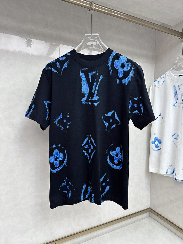 Close-up detail shot of Louis Vuitton cotton t-shirt with streetwear-inspired cut