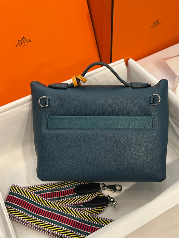 Side view of sophisticated structured handbag