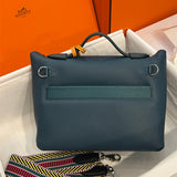 Side view of sophisticated structured handbag