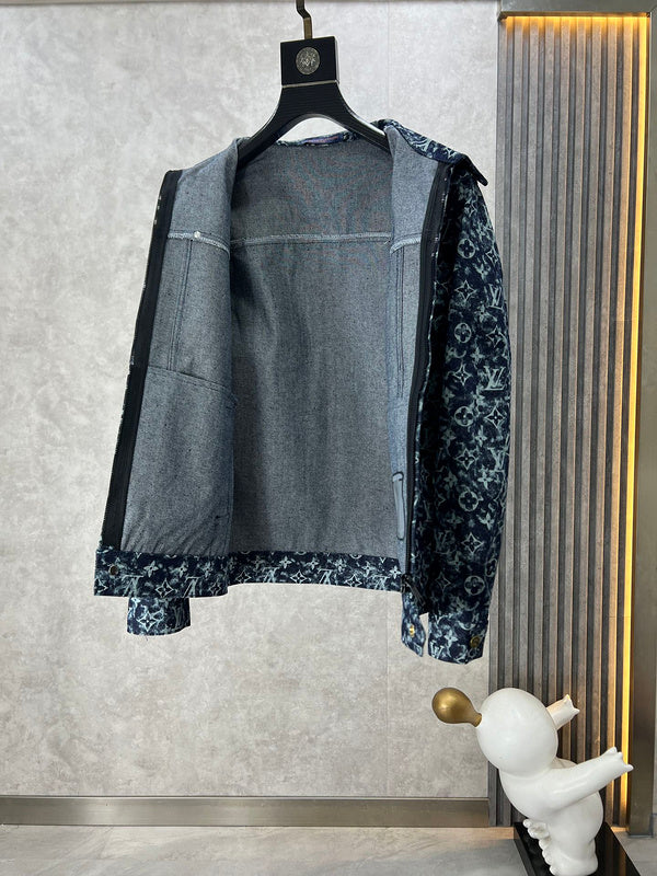 Close-up detail shot of Louis Vuitton luxury clothing with runway-inspired design