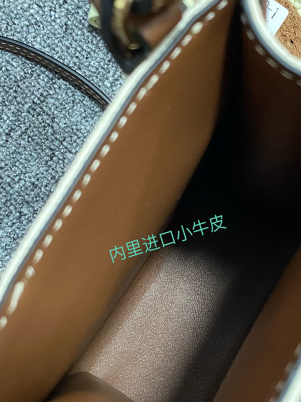 Polished Vegan Leather Handbag - Signature Hardware Accents | Women's Everyday Carry Handbag #1127 - product detail shot (image 10) of designer-inspired handbag