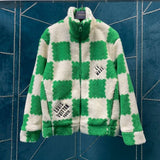 Back view of Louis Vuitton luxury clothing with signature branding