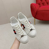 Side profile of Gucci clean off-white sneakers premium leather build