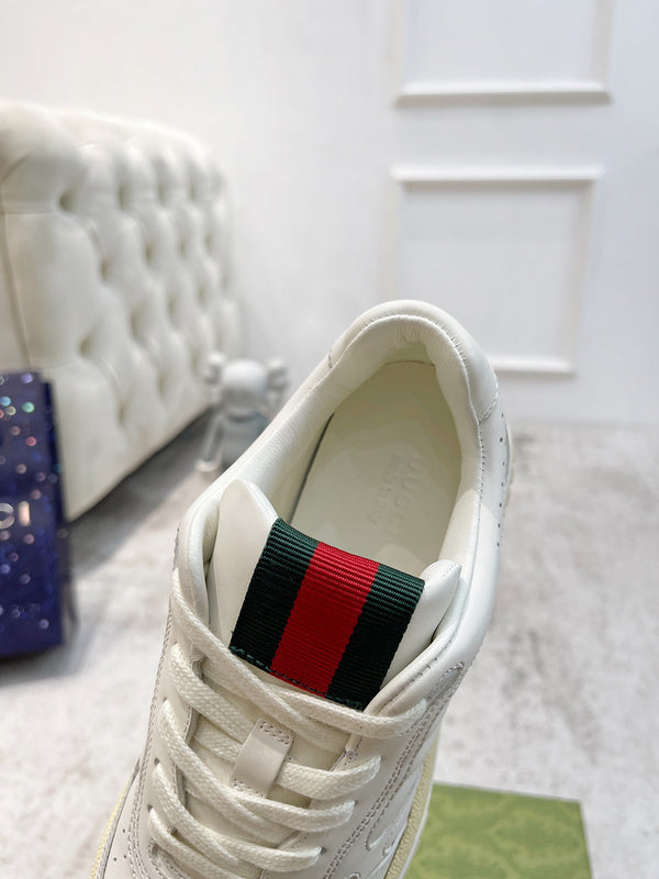 Gucci crisp white luxury sneakers view 4 heritage-inspired look