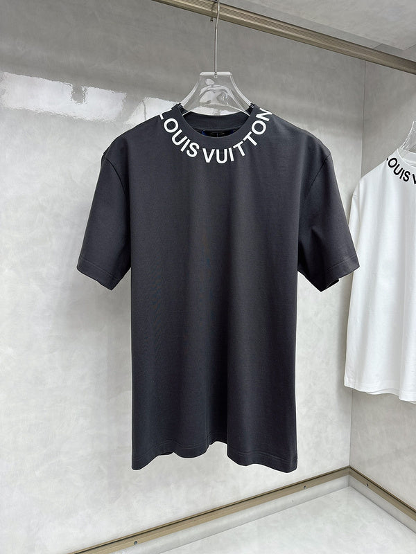 Close-up detail shot of Louis Vuitton cotton t-shirt with streetwear-inspired cut