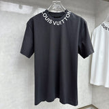 Close-up detail shot of Louis Vuitton cotton t-shirt with streetwear-inspired cut