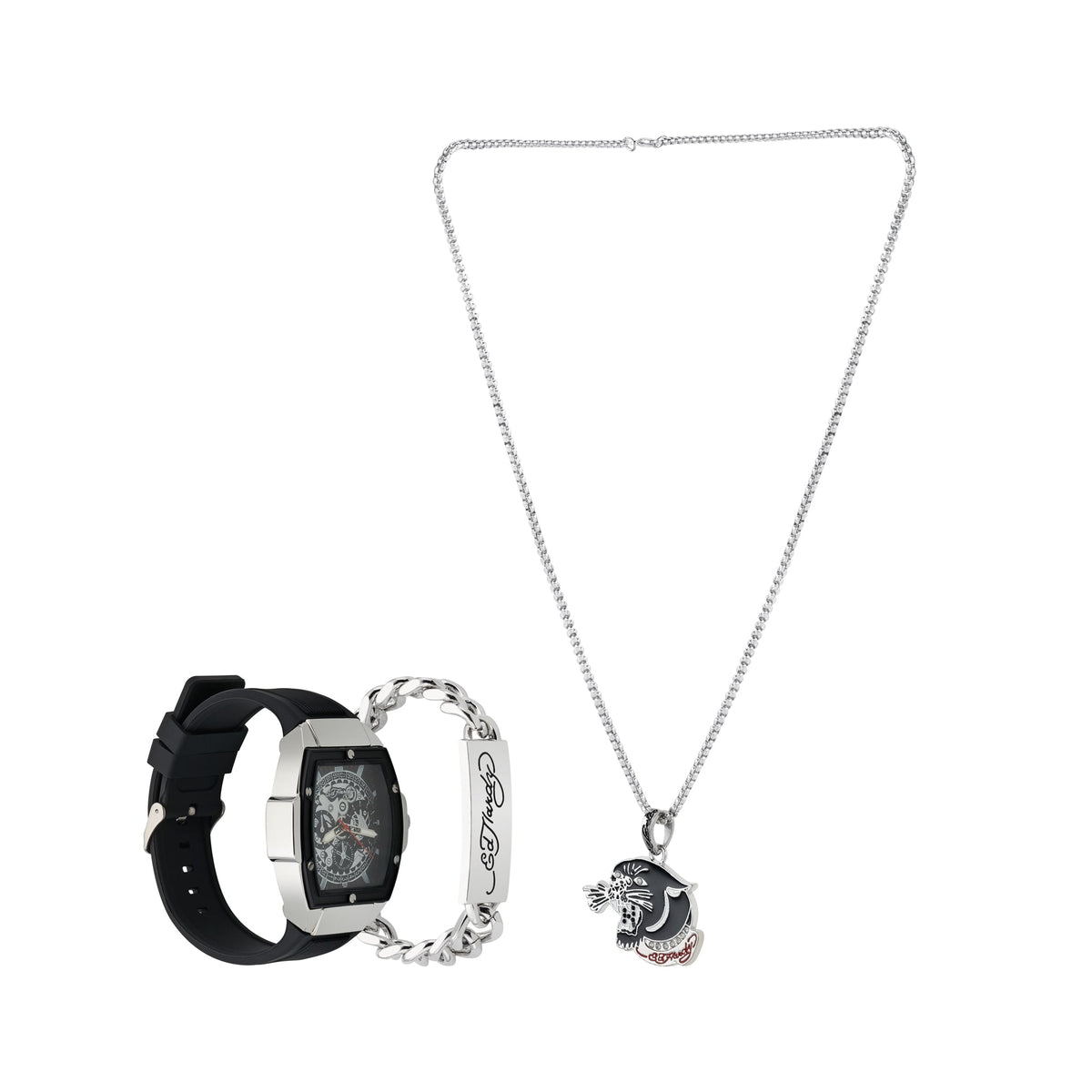 Front view of Ed Hardy men's black watch