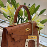 Side view of classic structured handbag