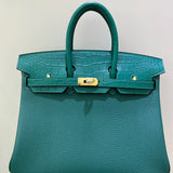 Side view of curated structured handbag