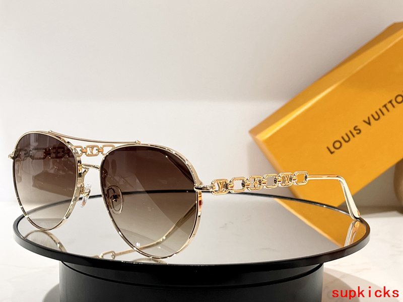 Close-up detail view of Louis Vuitton unisex sunglasses