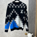 Front view of Louis Vuitton luxury clothing with logo-detail design