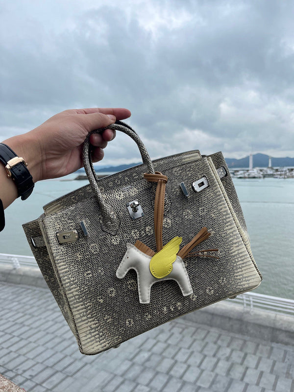 Side view of statement structured handbag