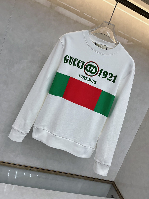 Back view of Gucci luxury clothing with monogram-inspired silhouette