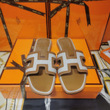 Hermès Chocolate Brown Slide Sandals - Detail Shot of Craftsmanship