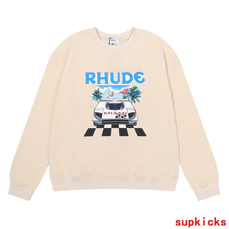 Full styled look of Rhude luxury clothing with everyday silhouette