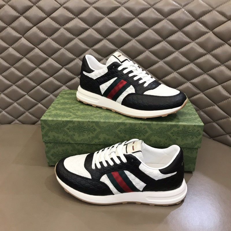 Gucci fresh white-and-black luxury sneakers view 8 signature lace-up style