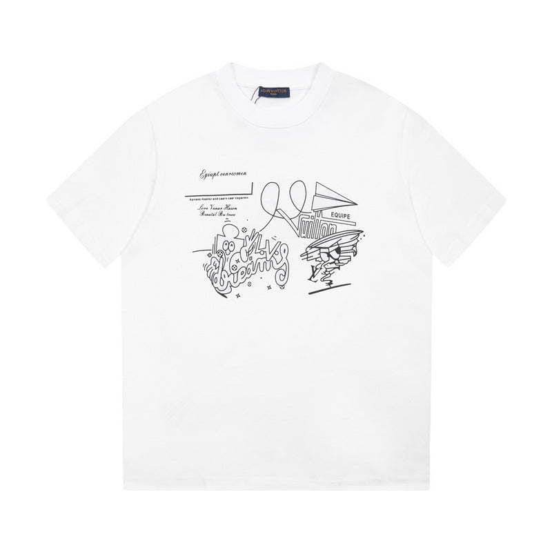 Side profile of Louis Vuitton cotton t-shirt with monogram-inspired silhouette