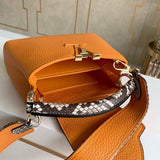 Front view of modern refined women's handbag – women's designer-style accessory