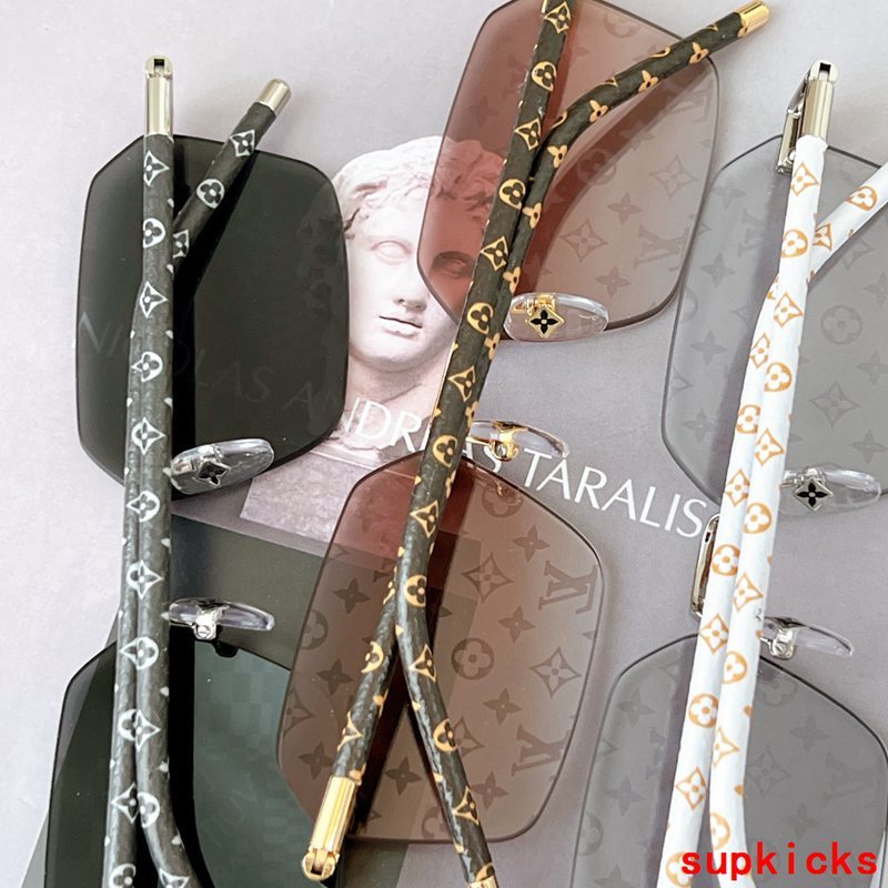 Close-up detail view of Louis Vuitton unisex sunglasses