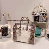 Side view of statement structured handbag