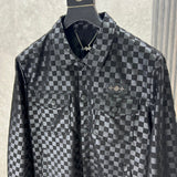 Front view of Louis Vuitton luxury clothing with label-forward styling