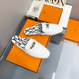 Hermès White Slide Sandals - Toe Detail View