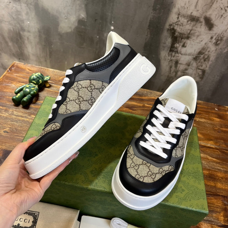 Gucci stone beige luxury sneakers view 9 bold athletic profile