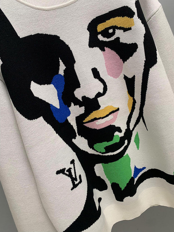 Close-up detail shot of Louis Vuitton luxury clothing with logo-detail design