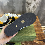 Side profile of Gucci classic monochrome sneakers retro runner design