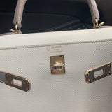 Side view of versatile structured handbag