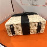 Side view of sleek structured handbag
