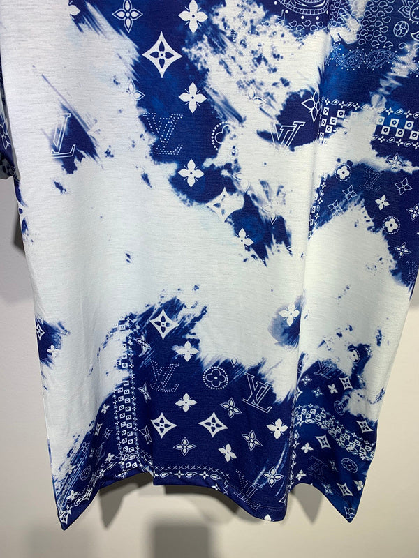 Flat lay presentation of Louis Vuitton cotton t-shirt with signature branding