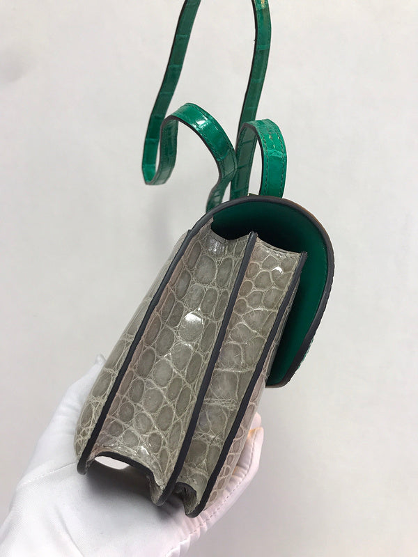 Close-up detail of poised bag design