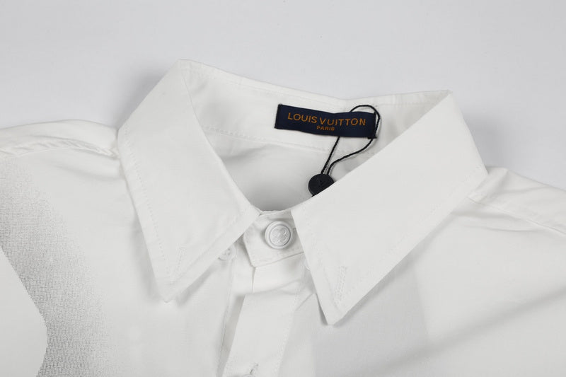 Flat lay presentation of Louis Vuitton luxury clothing with monogram-inspired silhouette