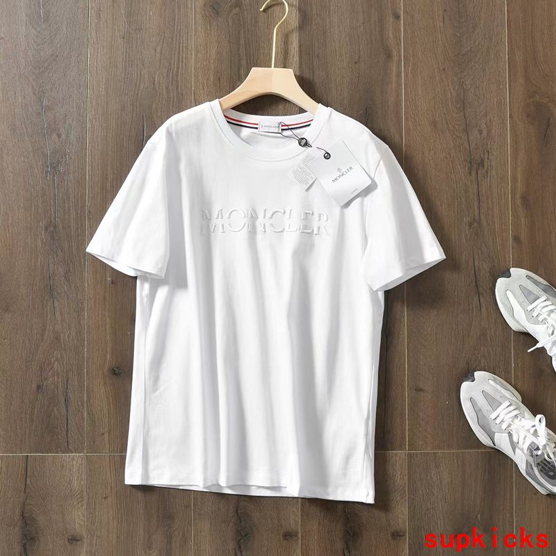 Front view of Moncler luxury clothing with signature branding
