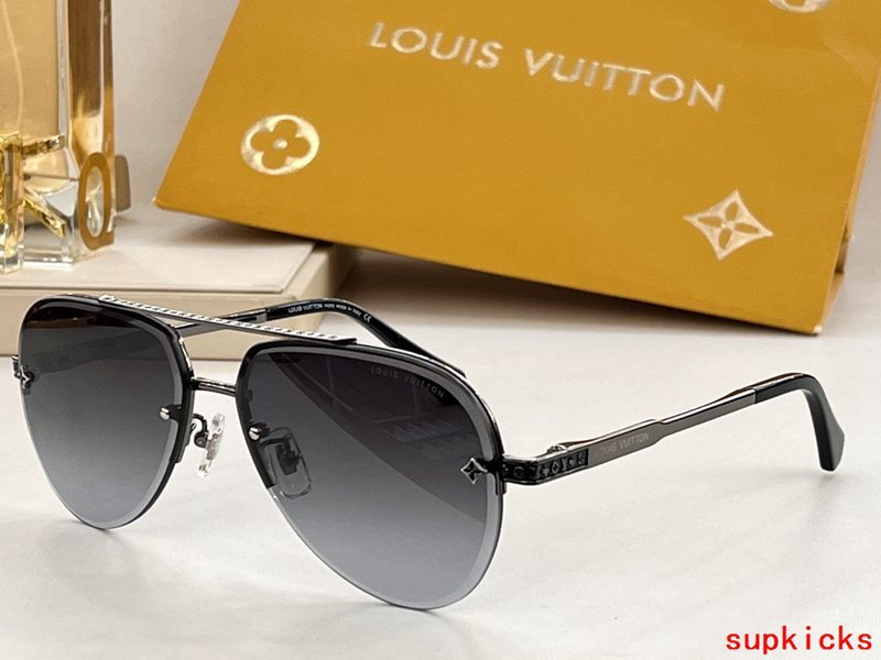 Close-up detail view of Louis Vuitton unisex sunglasses