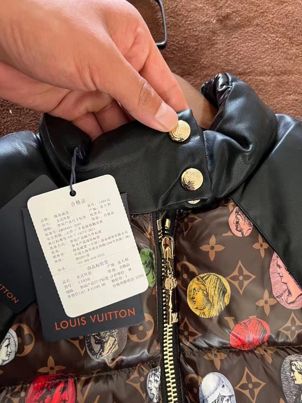 Close-up detail shot of Louis Vuitton luxury clothing with everyday silhouette