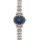 Front view of Emporio Armani women's blue watch