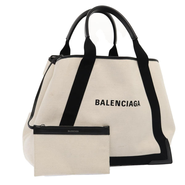Balenciaga Cabas Hand Bag Canvas Silver White | Designer Luxury Handbag