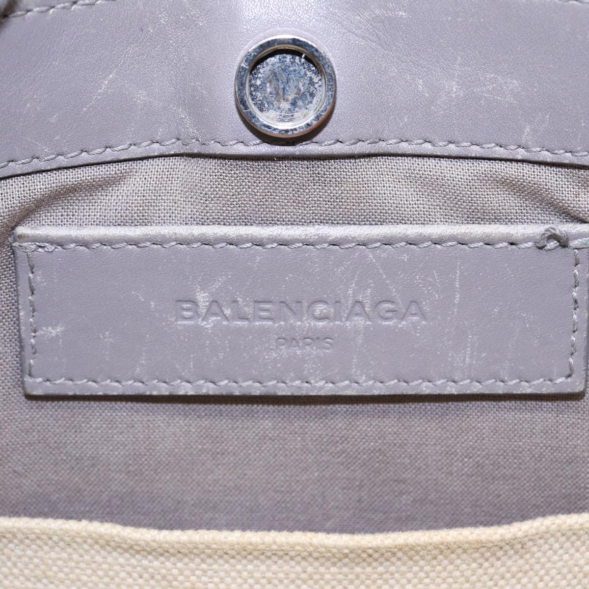 Balenciaga Shoulder Bag Canvas Gray Beige Silver 390641 — Designer Shoulder Bag