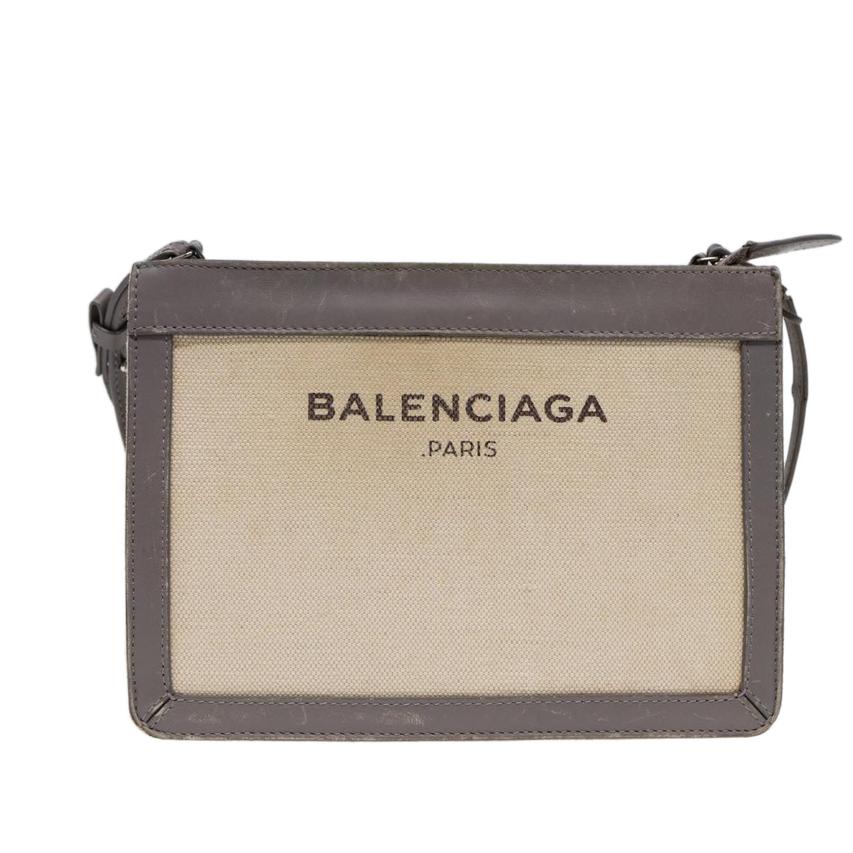 Balenciaga Shoulder Bag Canvas Gray Beige Silver 390641 — Designer Shoulder Bag