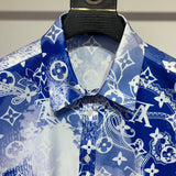 Close-up detail shot of Louis Vuitton cotton t-shirt with signature branding