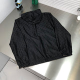 Back view of Louis Vuitton luxury clothing with signature branding
